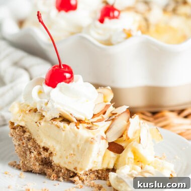 Decadent Amaretto Cream Pie Recipe with Almond Liqueur Filling 12 No bake amaretto cream pie with almond crust.