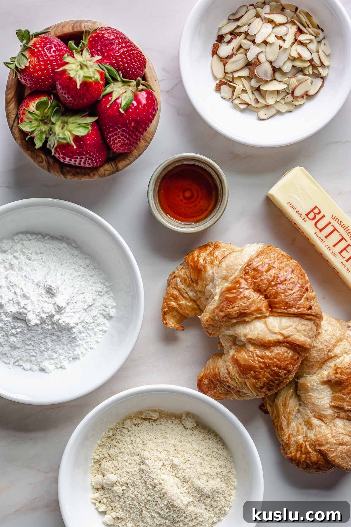 Strawberry Almond Bostock Made from Croissant Pastry 4 Strawberry almond bostock pastry ingredients.
