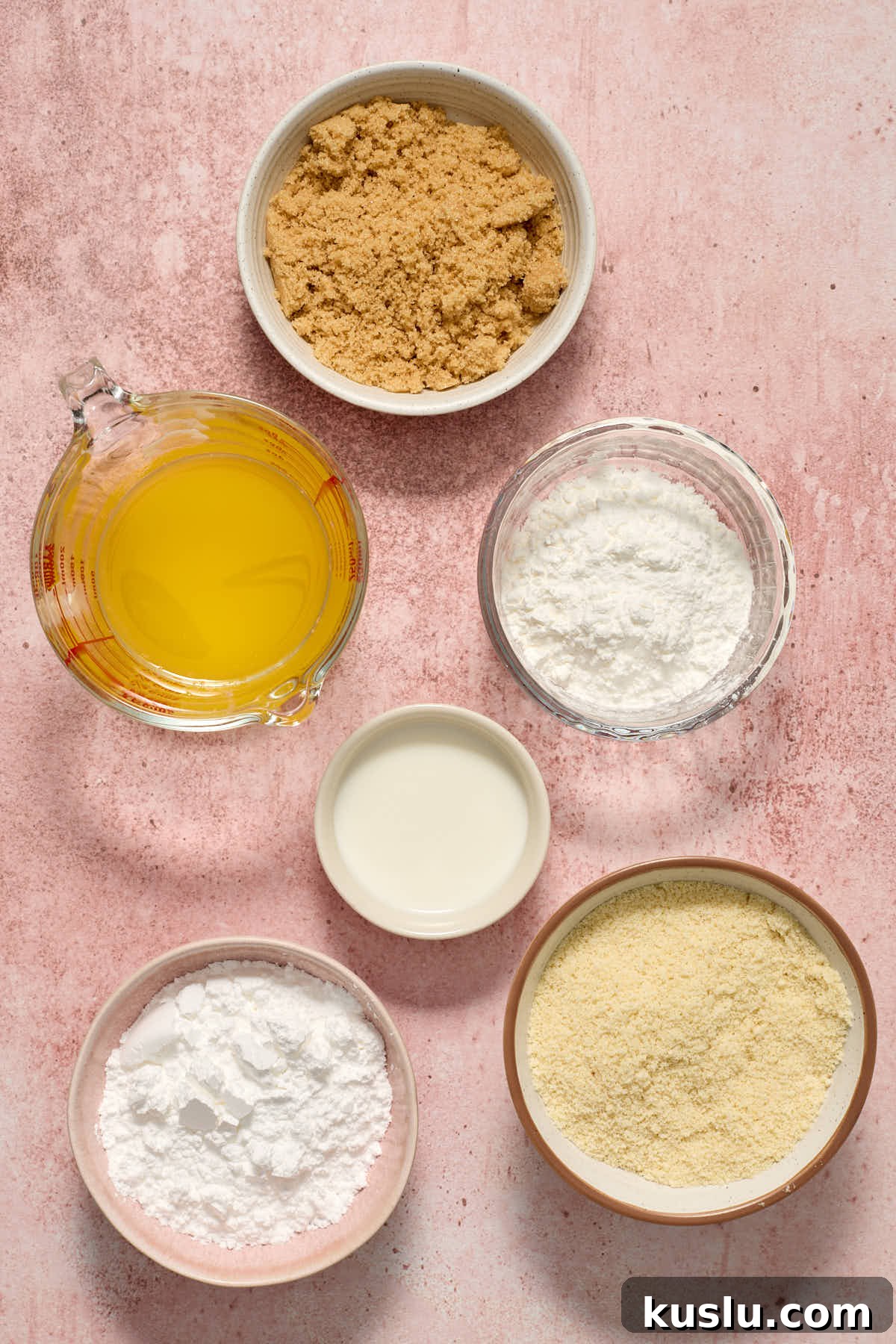 Ingredients for the crumb topping and powdered sugar glaze.