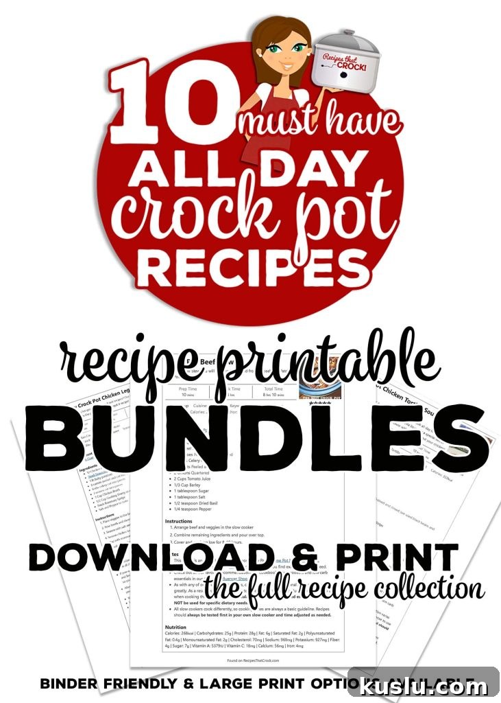 All-Day Crock Pot Chicken Legs with Savory Dinner Sauce 11 Download and print the entire collection of 10 Must Have All Day Crock Pot Recipes