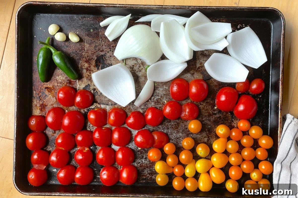 Roasted Cherry Tomato Salsa Recipe — Fresh, Flavorful, Quick 2 This image has an empty alt attribute; its file name is roasted-cherry-tomato-salsa-ingredients.jpg