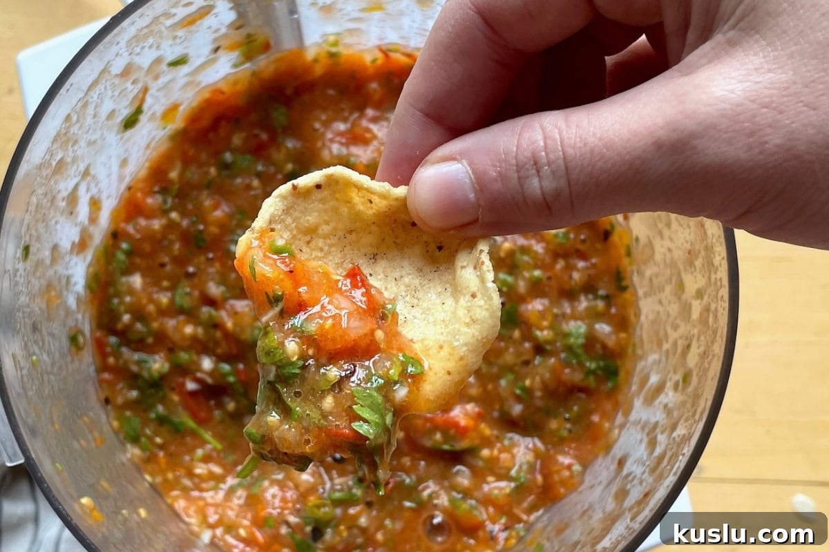 Roasted Cherry Tomato Salsa Recipe — Fresh, Flavorful, Quick 7 Roasted cherry tomato salsa ready to serve.