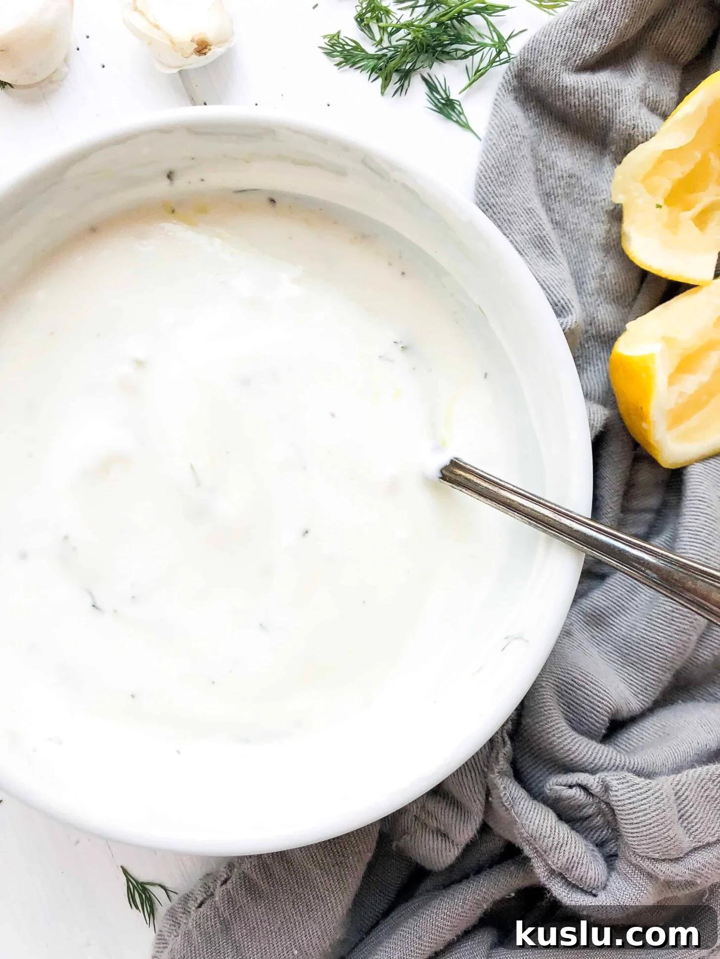 A bowl of Greek inspired Tzatziki sauce