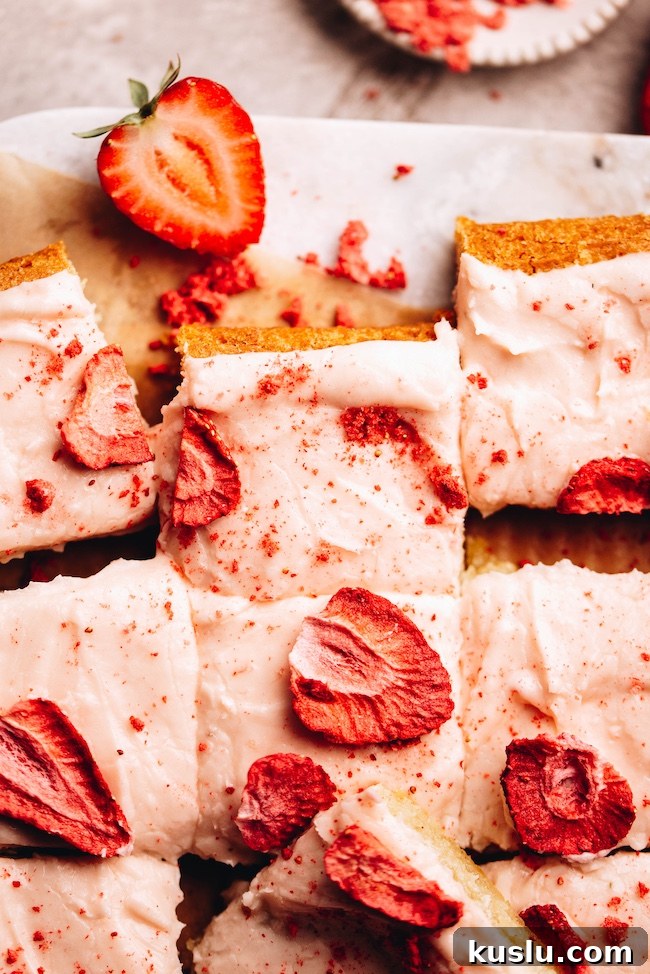 Strawberry Sugar Cookie Bars Recipe — Soft, Chewy Dessert Bars 9 Stack of bars