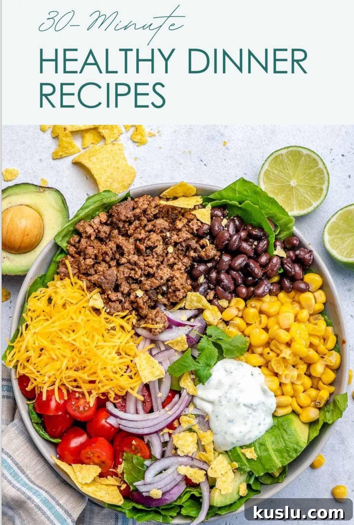 Lemon Blueberry Ricotta Pancakes Recipe for Fluffy, Tangy Stacks 11 ebook cover with taco salad bowl in the image.