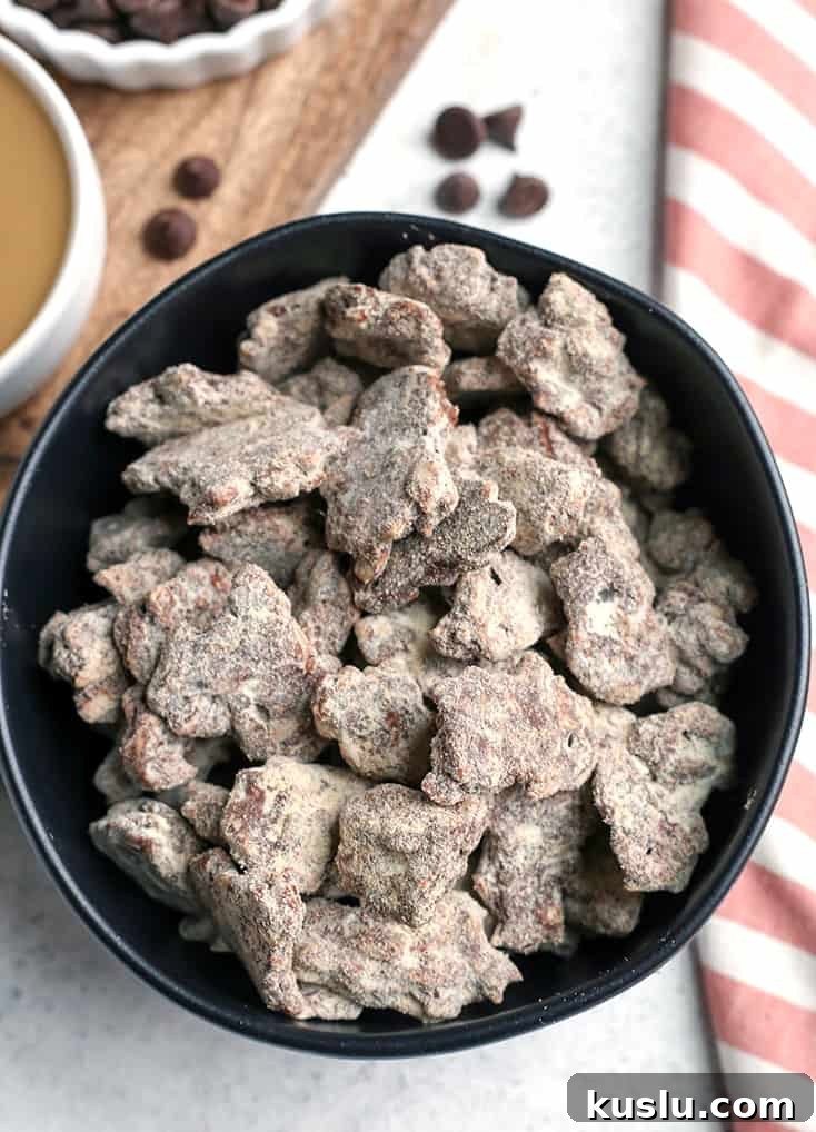 These Paleo Nut-Free Muddy Buddies (also known as Puppy Chow) are easy to make and so delicious. A chocolate and SunButter mixture poured over sunflower seeds and dusted with maple sugar. They are gluten free, dairy free, vegan, and naturally sweetened. These Paleo Nut-Free Muddy Buddies (also known as Puppy Chow) are easy to make and so delicious. A chocolate and SunButter mixture poured over sunflower seeds and dusted with maple sugar. They are gluten free, dairy free, vegan, and naturally sweetened.
