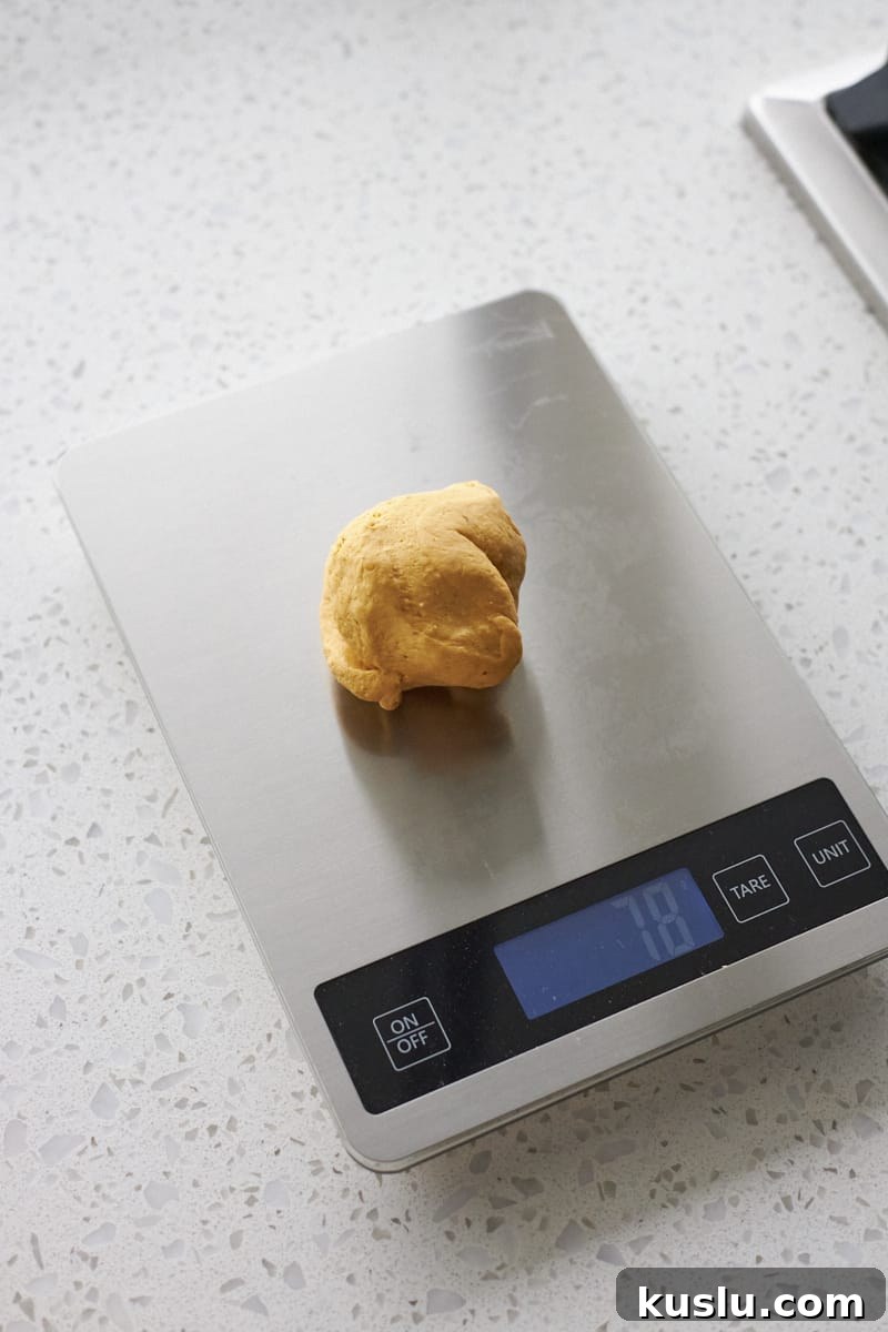 Dough on a scale.