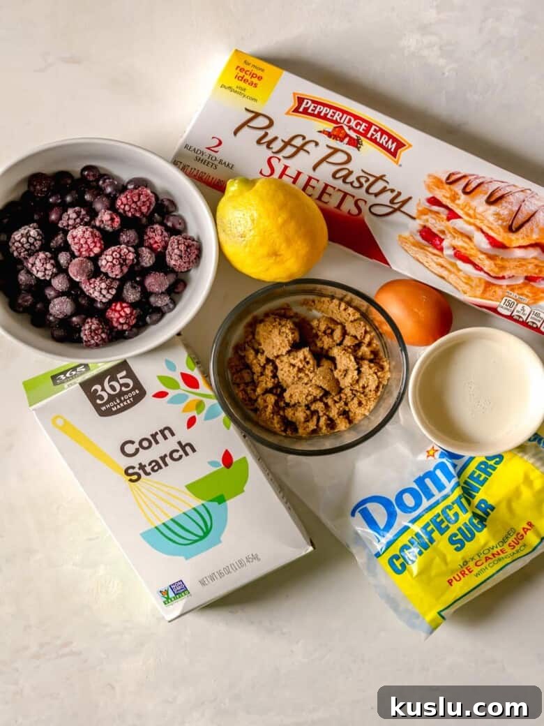 Air Fryer Berry Toaster Strudels: Quick Homemade Breakfast Pastries 4 Ingredients needed to make berry toaster strudels.