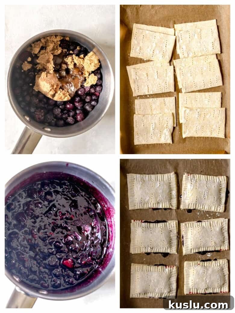 Air Fryer Berry Toaster Strudels: Quick Homemade Breakfast Pastries 5 Air fryer toaster strudels process photos.
