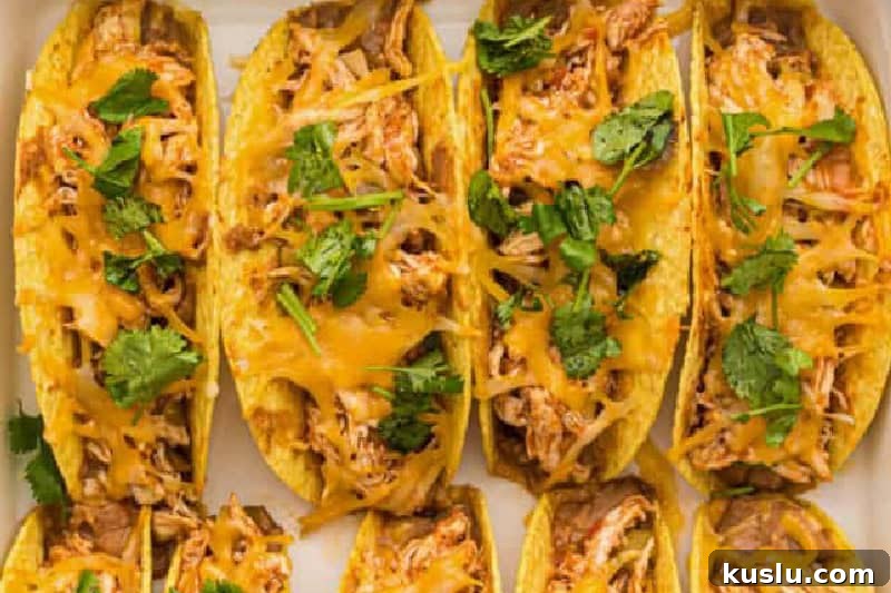 Simple Weeknight Dinner Recipes for Busy Families 16 top-down view of the Baked Chicken Tacos.