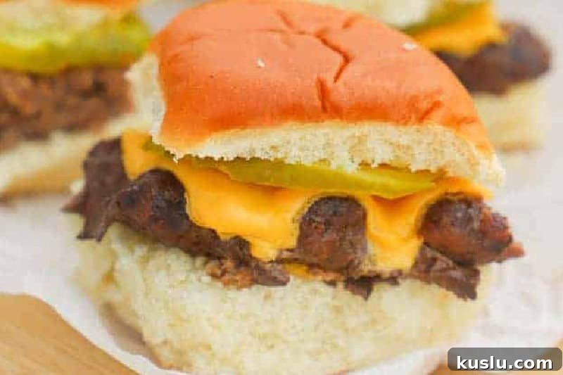Simple Weeknight Dinner Recipes for Busy Families 17 closeup of the Cheeseburger Sliders.