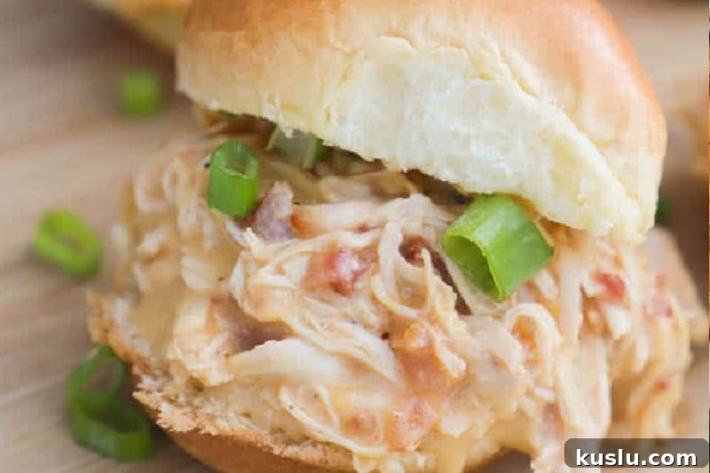 Simple Weeknight Dinner Recipes for Busy Families 18 closeup of the Chicken Bacon Ranch Sliders.