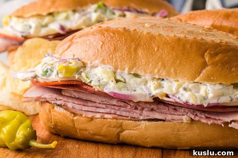 Simple Weeknight Dinner Recipes for Busy Families 20 Grinder Sandwich served on a wooden board.