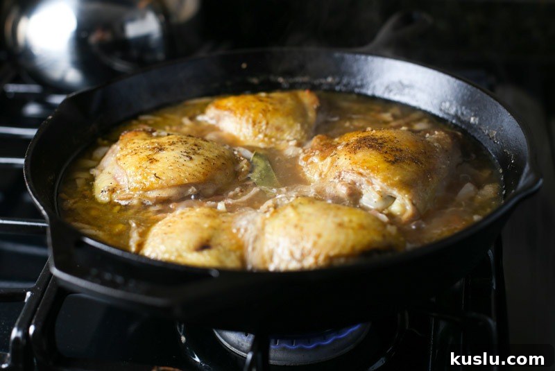 Finished chicken adobo in cast iron