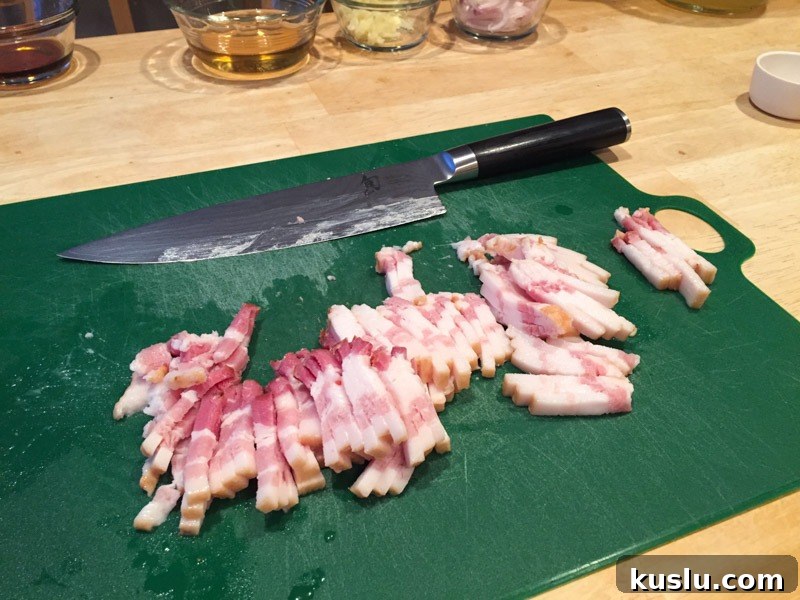 Browning bacon in cast iron