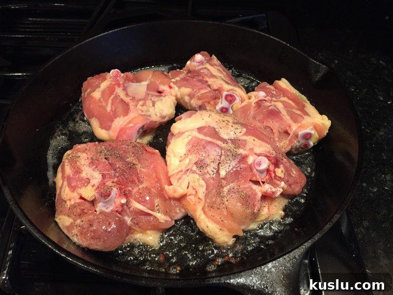 Chicken browning in cast iron