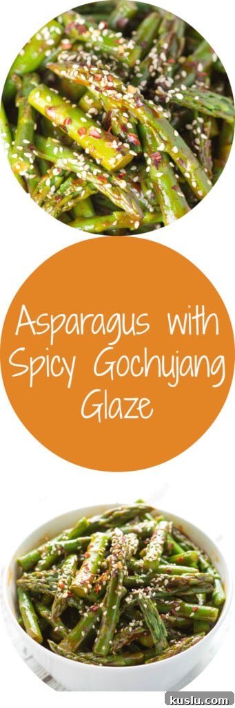 Spicy Gochujang-Glazed Asparagus Recipe 2 Asparagus with Spicy Gochujang Glaze...new tasty way to enjoy your Spring time veggies! Krollskorner.com