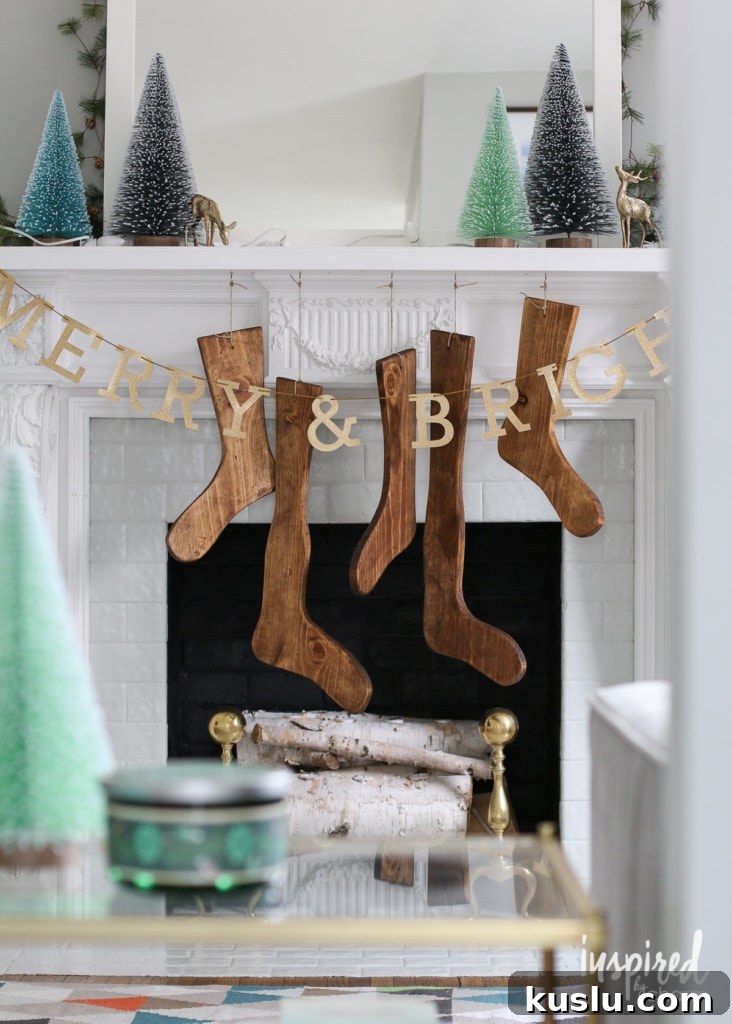 DIY Wood Stockings | inspiredbycharm.com #IBCholiday