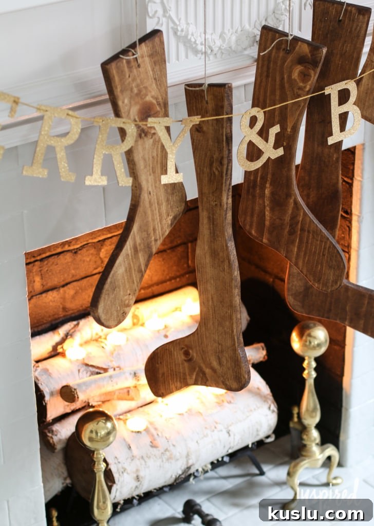 DIY Wood Stockings | inspiredbycharm.com #IBCholiday