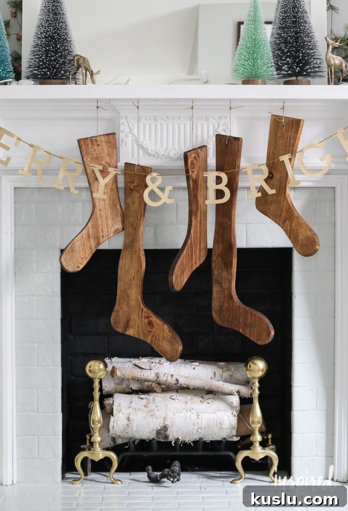 DIY Wood Stockings | inspiredbycharm.com #IBCholiday