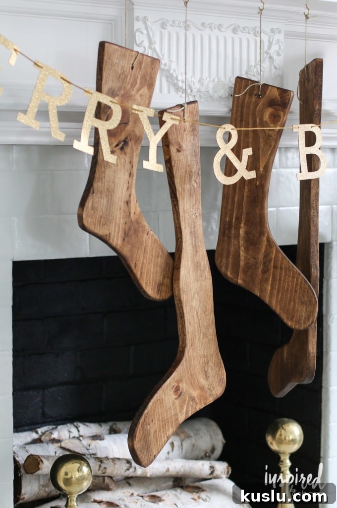 DIY Wood Stockings | inspiredbycharm.com #IBCholiday