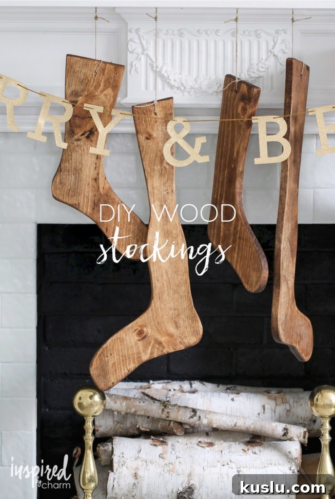 DIY Wood Stockings | inspiredbycharm.com #IBCholiday