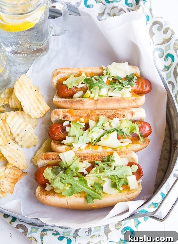 Cheddar apple fennel hot dogs