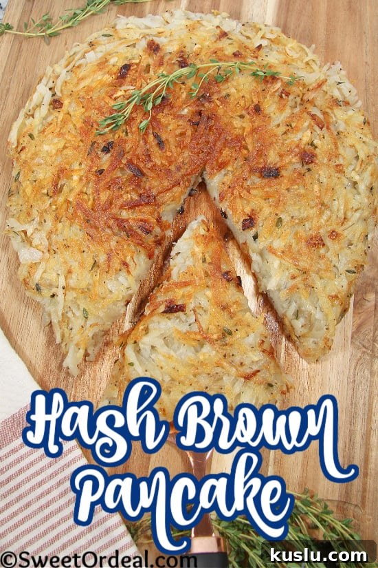 This Hash Brown Pancake recipe is easy to follow for that restaurant-style classic, but in a large pizza shape. Hash Brown Pancake