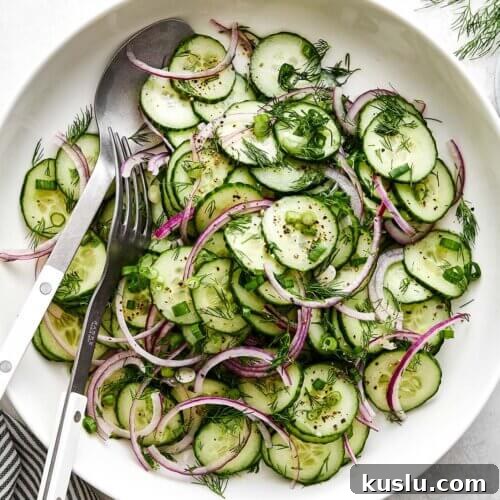 Cucumber salad recipe for the best summer salad.