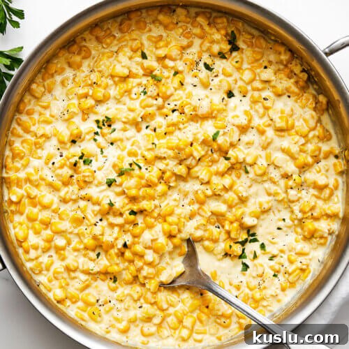 A pan of creamed corn.