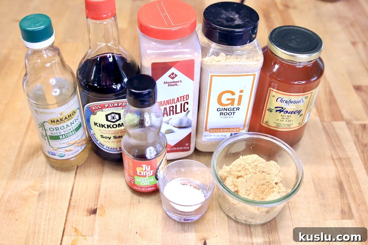 Ingredients for teriyaki sauce.