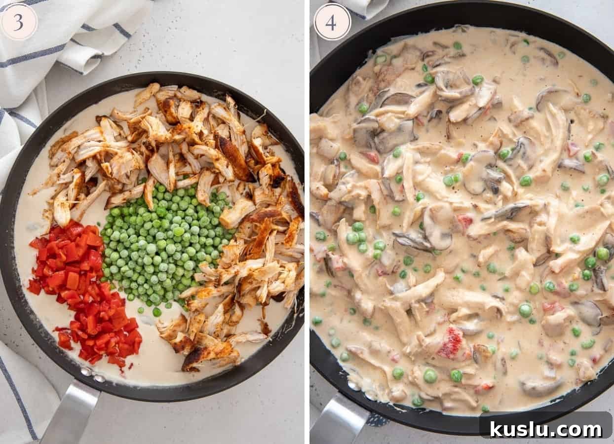 dairyfree chicken a la king in a skillet 