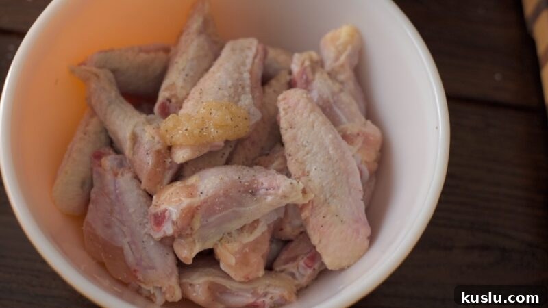 Chicken wings seasoned with ginger, salt, and pepper