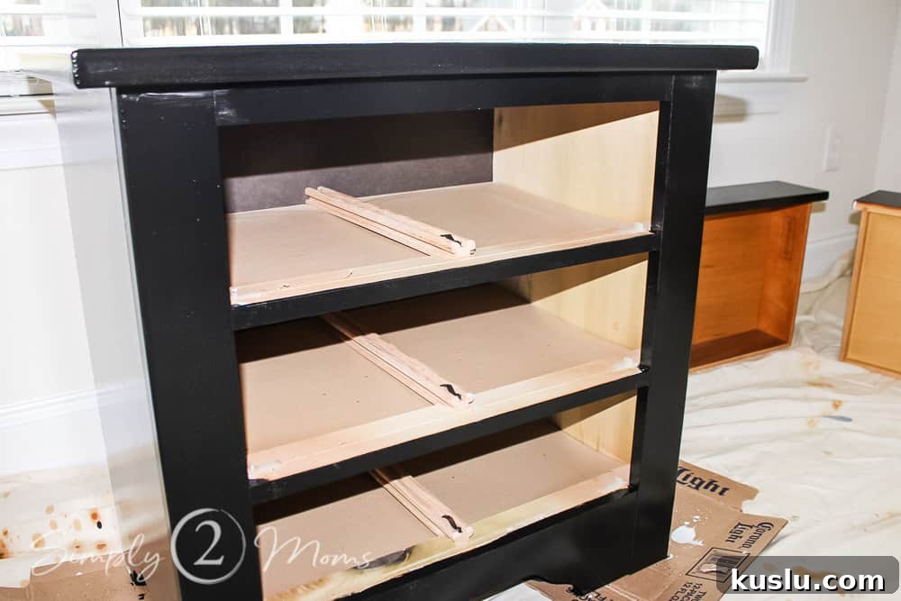 How to Paint Furniture: Step-by-Step Tutorial 11 front of night stand during painting