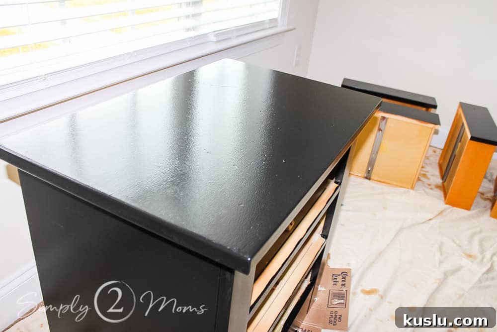 How to Paint Furniture: Step-by-Step Tutorial 12 photo showing top of painted night stand
