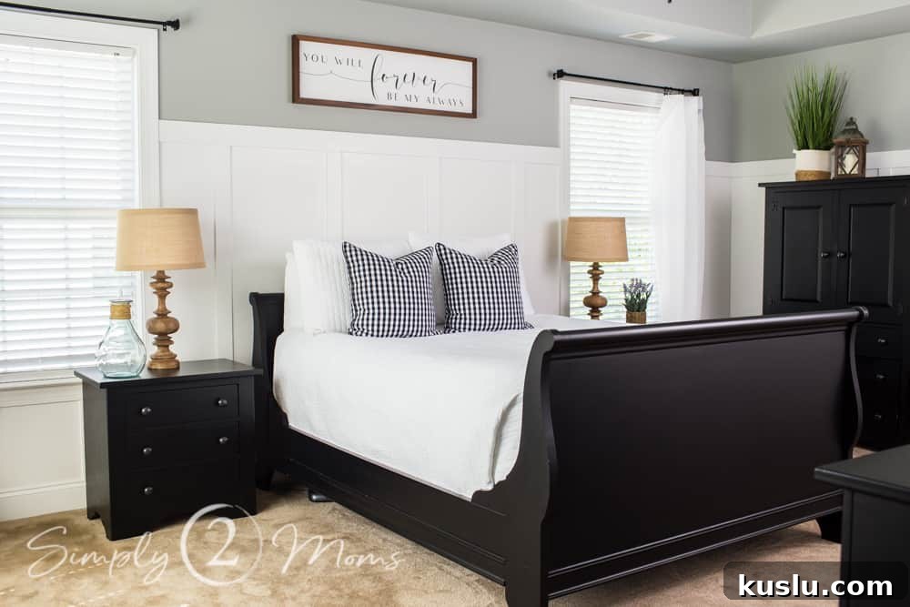 How to Paint Furniture: Step-by-Step Tutorial 14 after bedroom furniture painted view of bed and other furniture in master