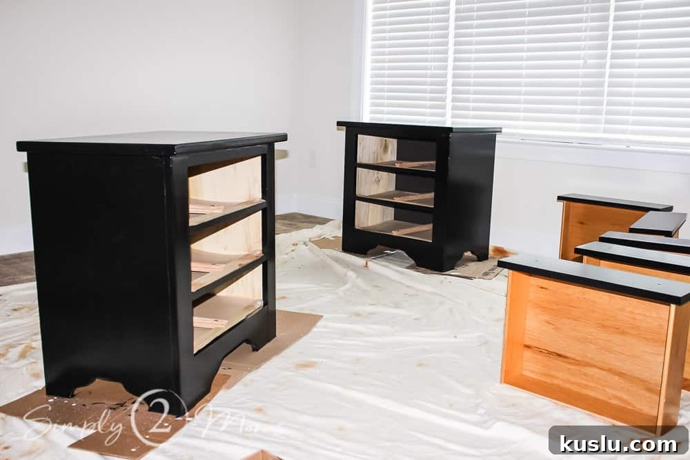 How to Paint Furniture: Step-by-Step Tutorial 10 night stands during painting