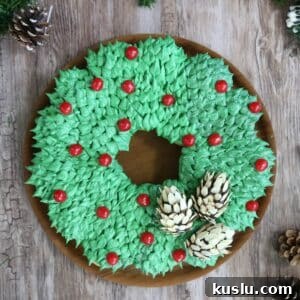 Top view of a Pull-Apart Cupcake Wreath Cake.