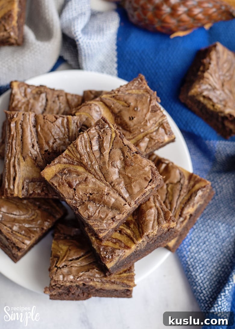 Chocolate Pumpkin Brownies On Plate