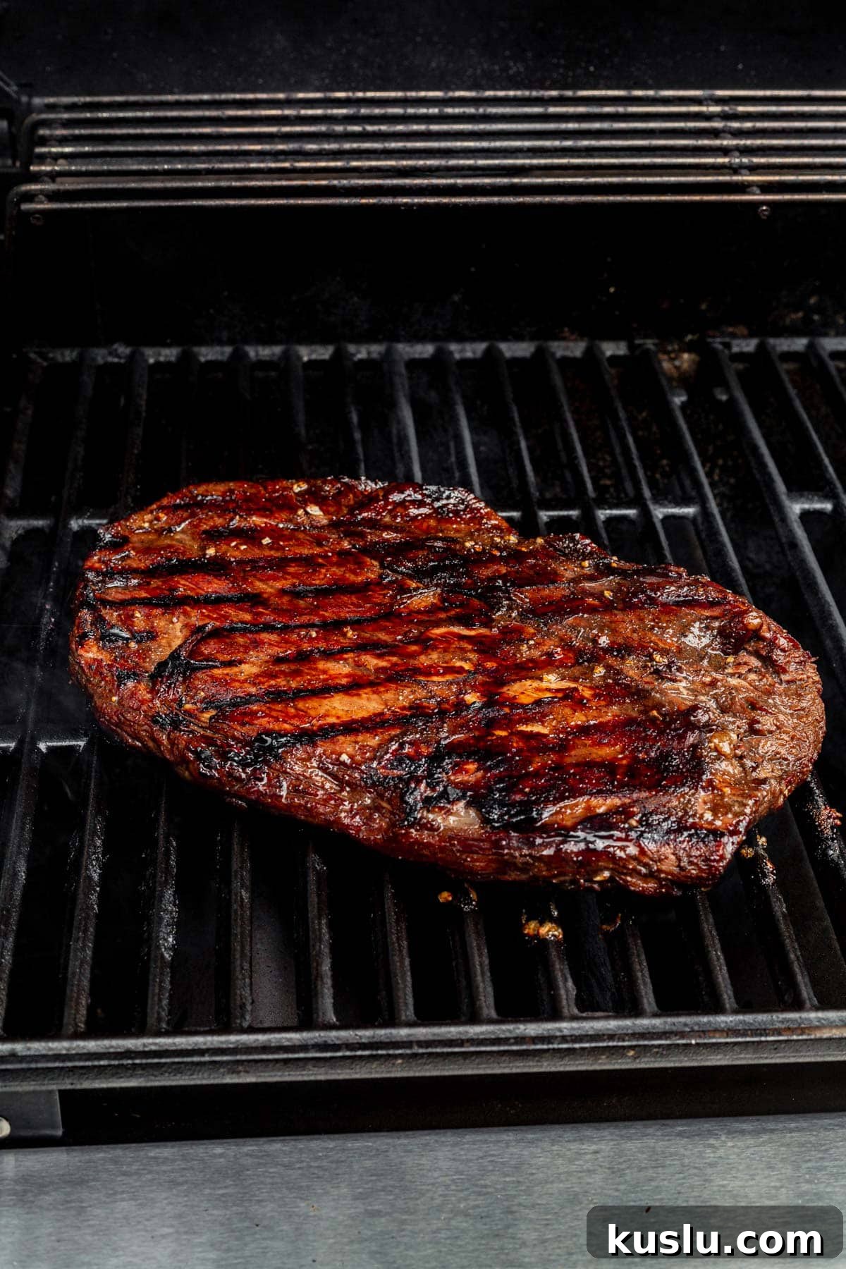 balsamic flank steak on the grill