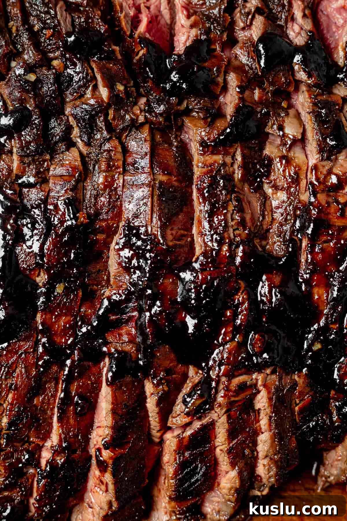 balsamic glaze covering flank steak