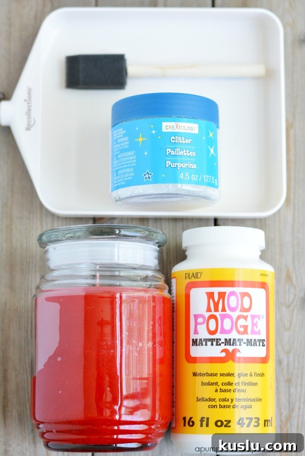 Mod Podge Glitter Candles