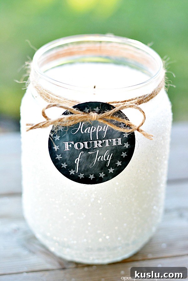 DIY Patriotic Glitter Candle