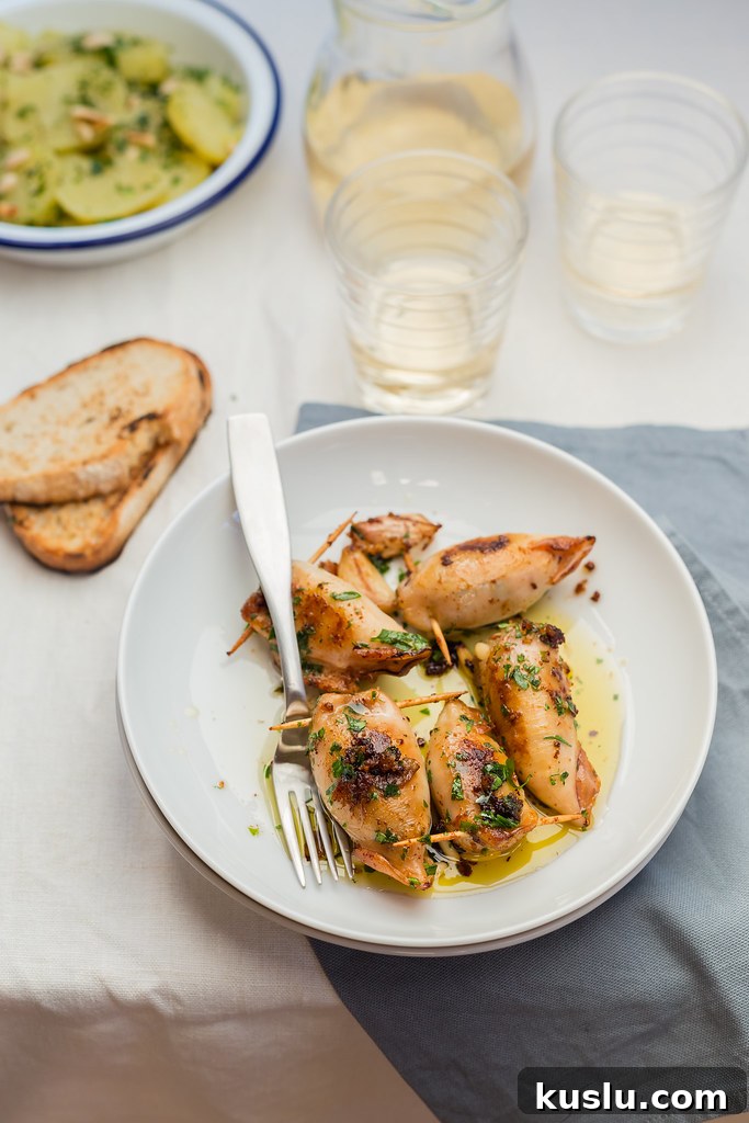 Stuffed squids with bread and pine nuts