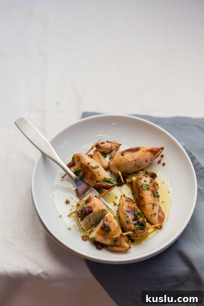 Stuffed squids with bread and pine nuts