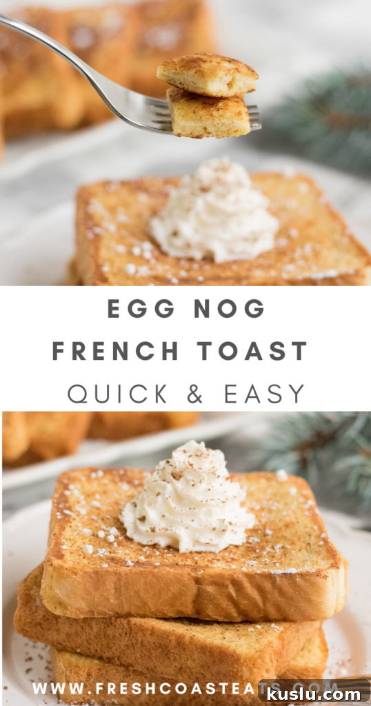 Pinterest image for egg nog french toast